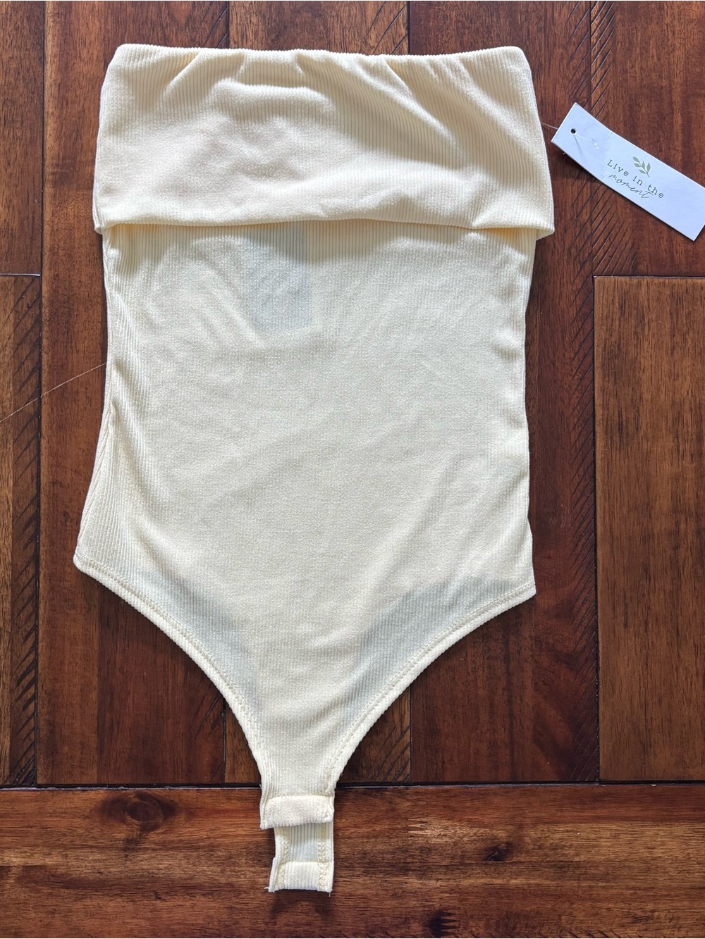 Live in the Moment - yellow strapless bodysuit